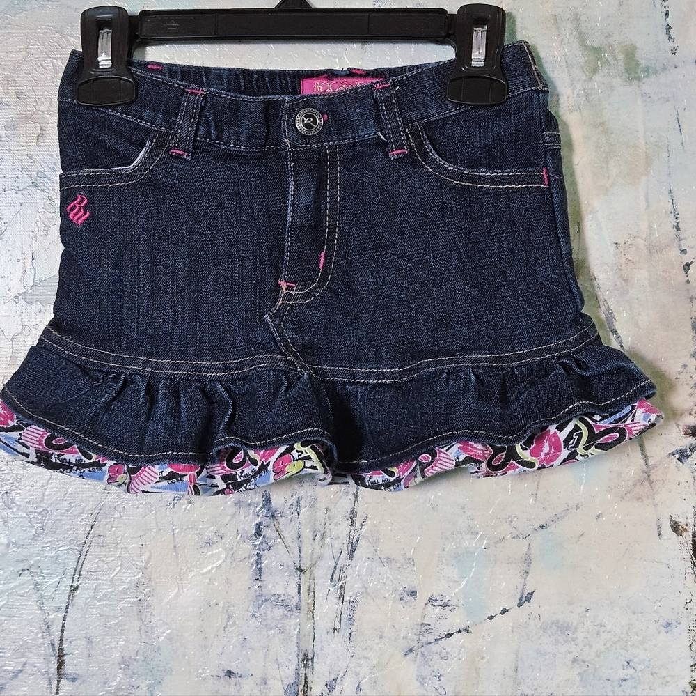 Y2K- Style 4T Babygirl Rocawear Dark Wash Stretch Denim Skirt
